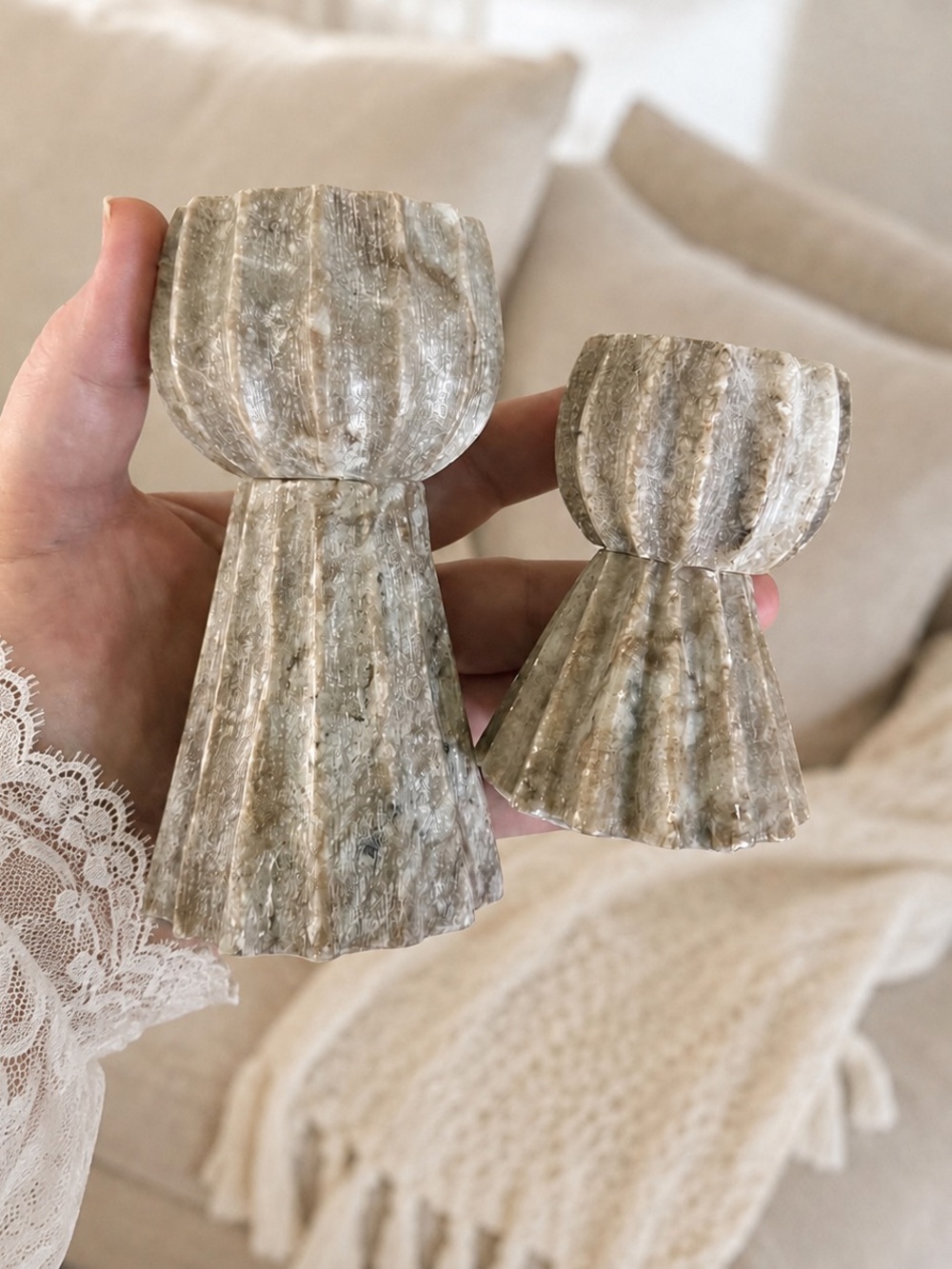Tall & Short Marble Taper Candle Holder-Threshold™ designed with Studio McGee